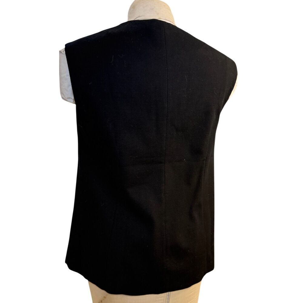 NWOT Talbots Textured Vest Sz. 10P Black Gold Buttons Sleeveless Long - Picture 7 of 12